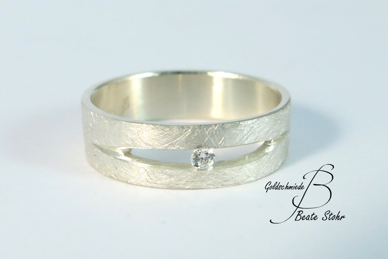 Antragsring mit Diamant Silber