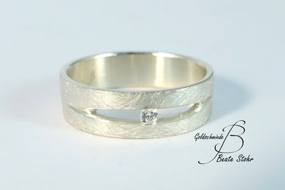 Antragsring mit Diamant Silber