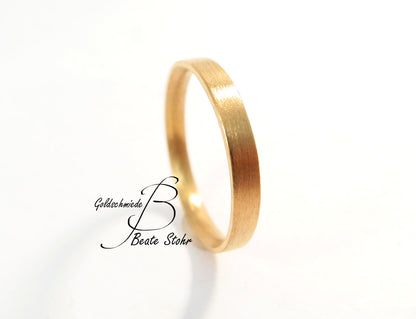 schlichte Trauringe in 585/- Gelbgold Handarbeit