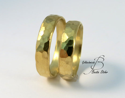 Trauringe geschmiedet Gold 585/- Handarbeit
