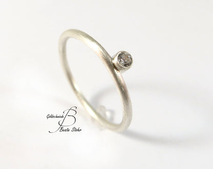 Antragsring mit Zirkonia Silber Handarbeit