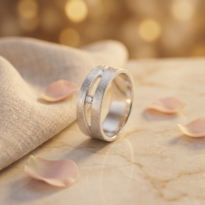 Antragsring mit Diamant Silber 925 Silber handgefertigt | Traumschmuckwerkstatt
