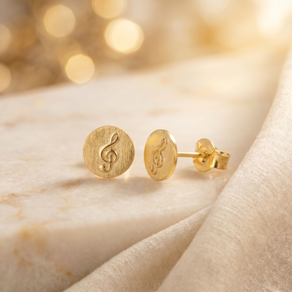 Musik Ohrstecker vergoldet Gold handgefertigt | Traumschmuckwerkstatt