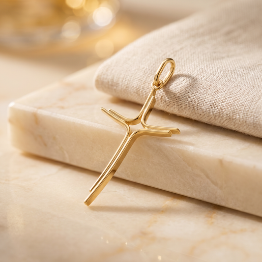 Kreuz Anhänger Engel 333 Gold