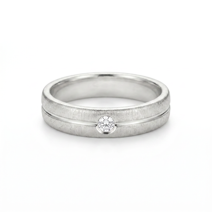 Verlobungsring Silber mit Diamant - seitliche Ansicht 925 Silber | Traumschmuckwerkstatt