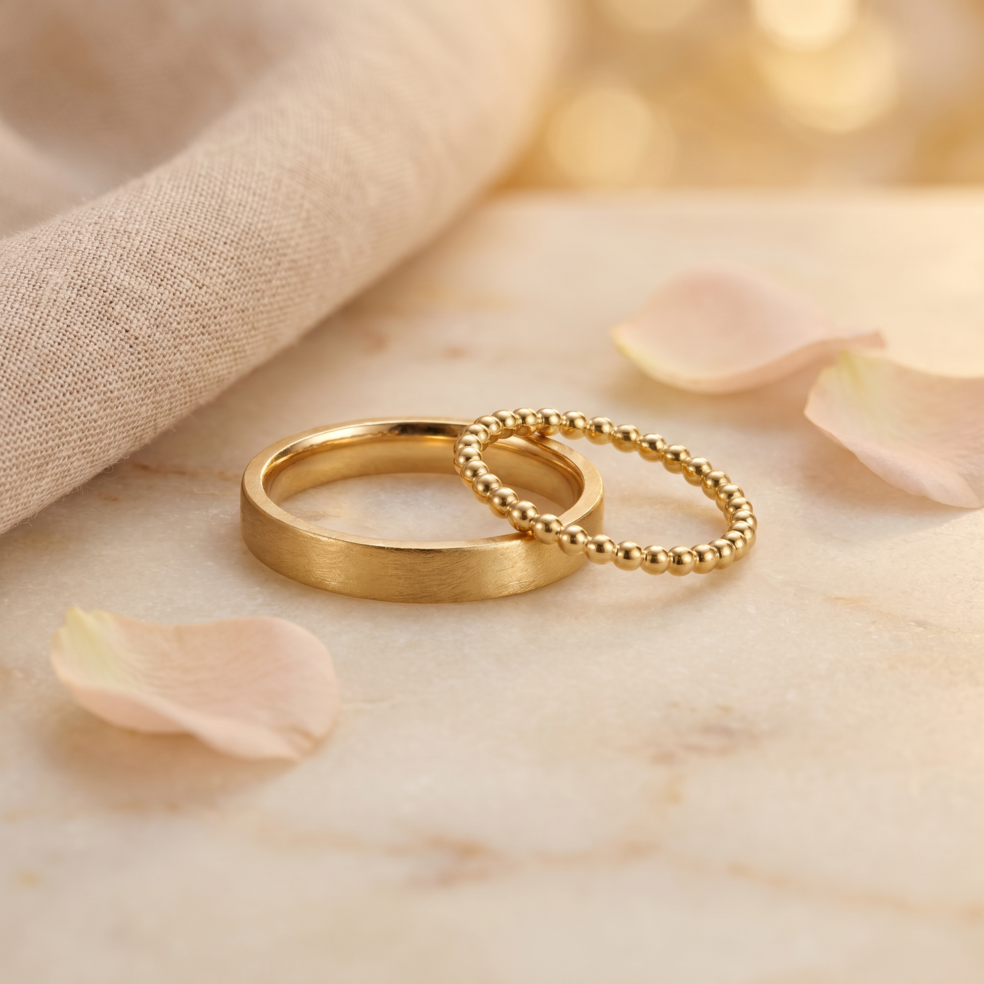 Kombi-Trauring 585/- Gold Handarbeit Gold handgefertigt | Traumschmuckwerkstatt