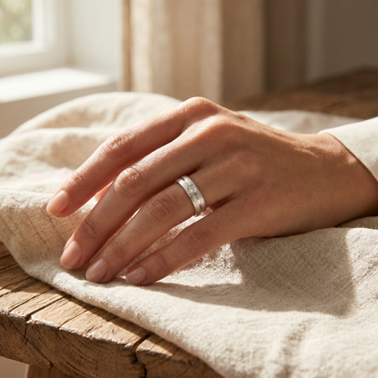 Verlobungsring Silber mit Diamant - Nahaufnahme 925 Silber | Traumschmuckwerkstatt