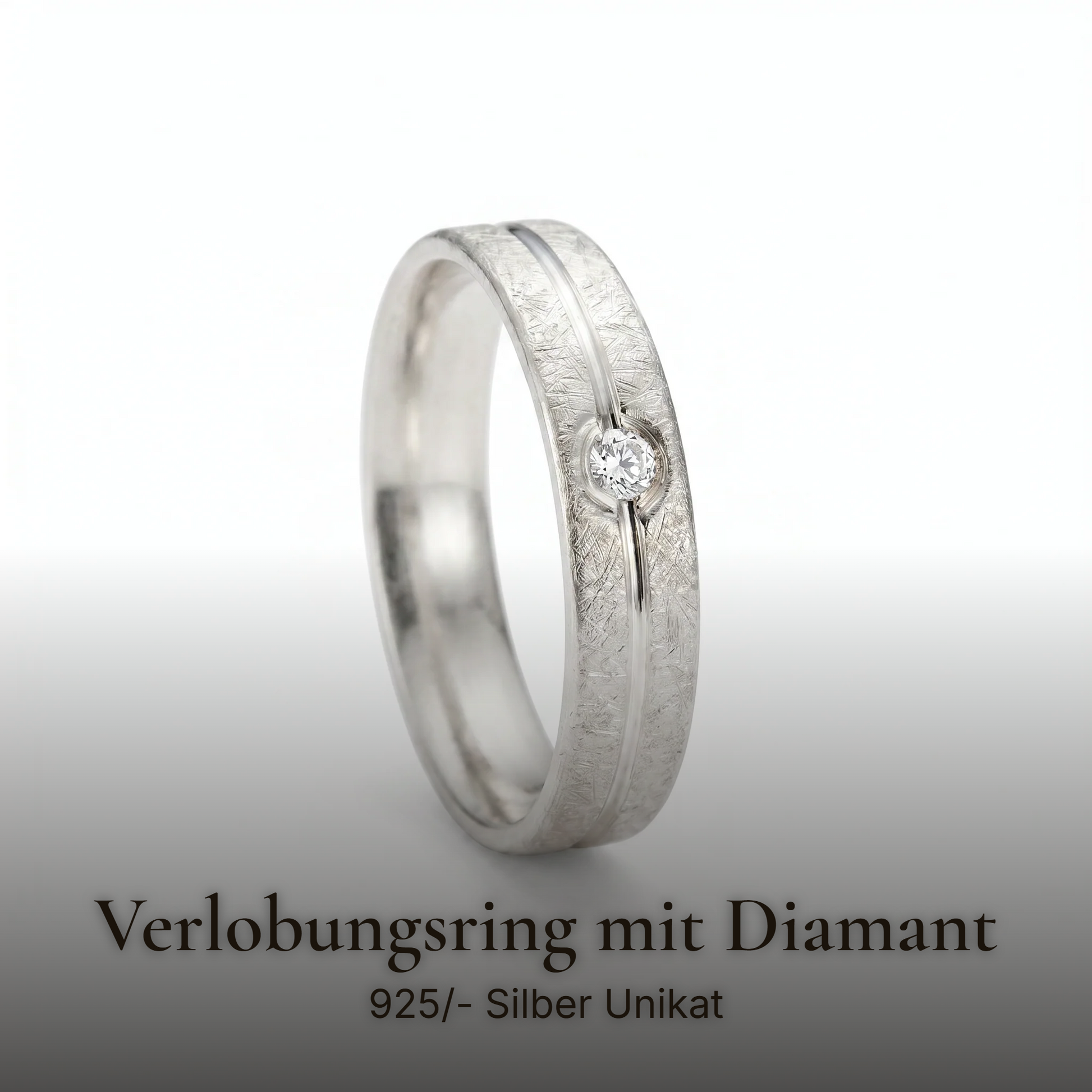Verlobungsring Silber mit Diamant - getragen 925 Silber | Traumschmuckwerkstatt