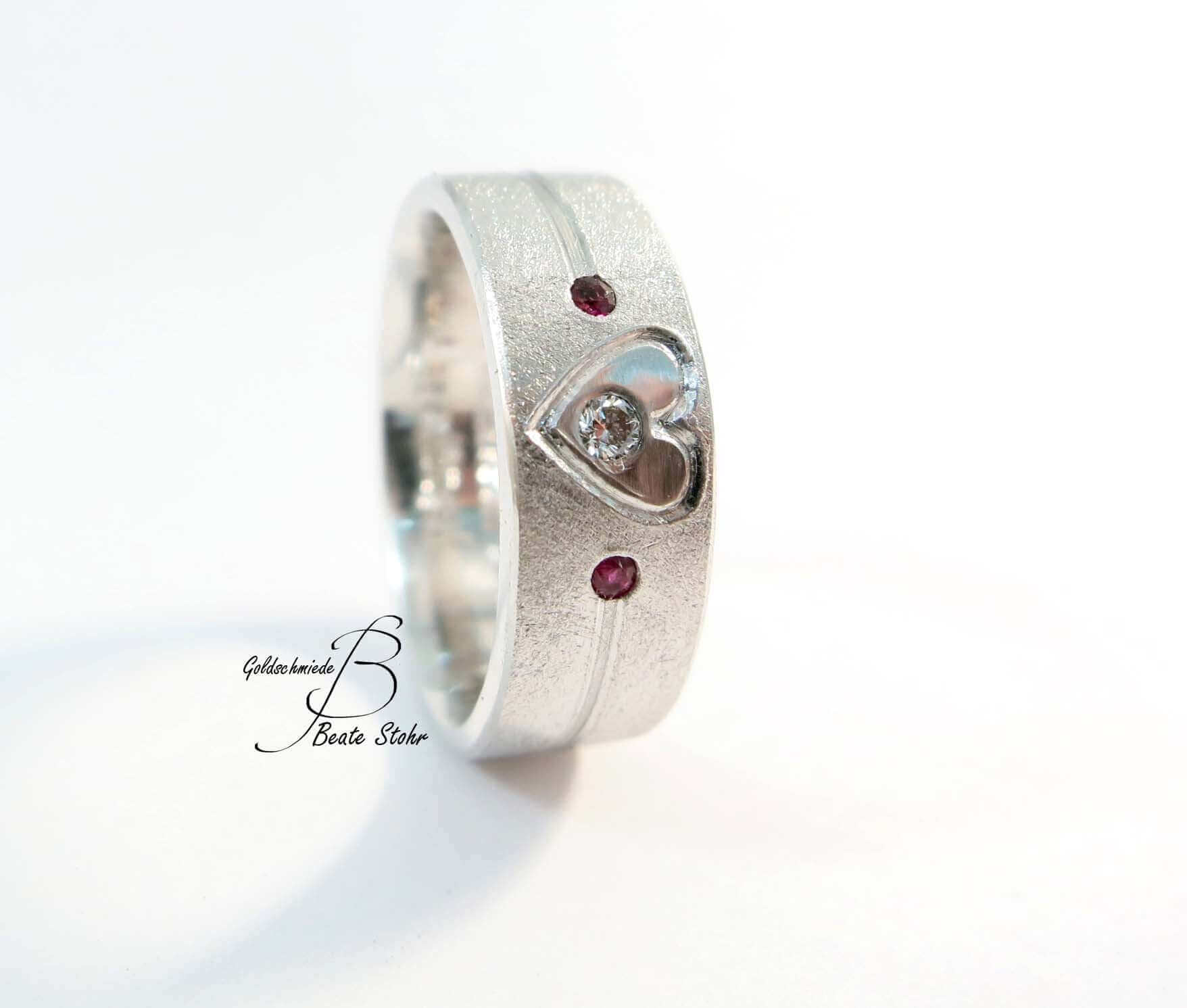 Herz Diamant & Rubin Ring | Traumschmuckwerkstatt Shop