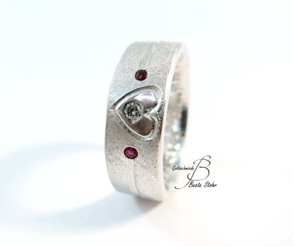 Herz Diamant & Rubin Ring | Traumschmuckwerkstatt Shop