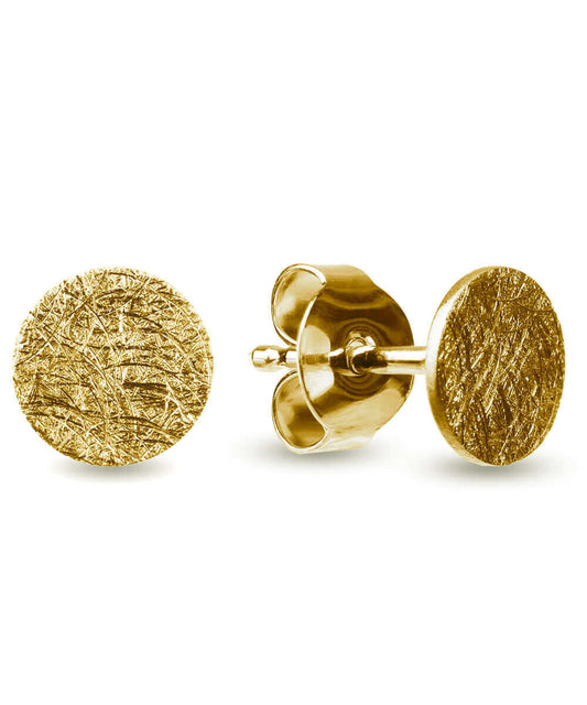 Ohrringe Gold Silber 925 | echte Handmade Ohrstecker vergoldet rund Eis-Matt