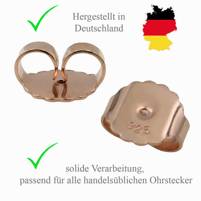 XXL Ohrmutter 10mm rosévergoldet Silber 925/- für schwere Ohrstecker oder größere Ohrlöcher
