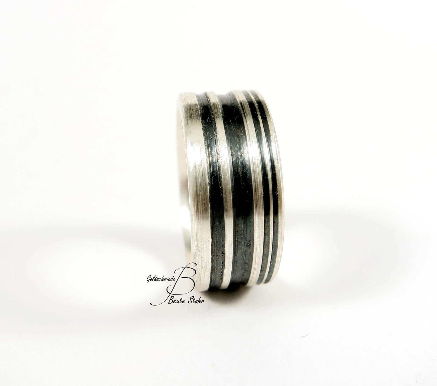 Ring Silber schwarz breit Unikat